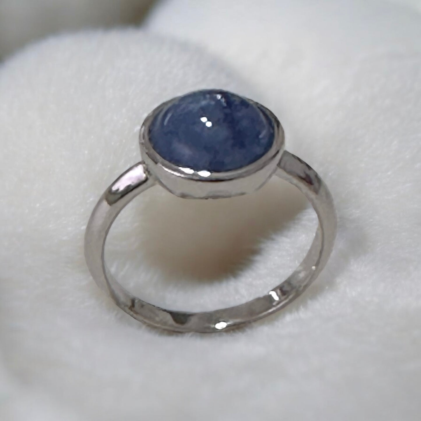 Blue Kyanite 10mm Round 925 Silver Ring (Brazil)