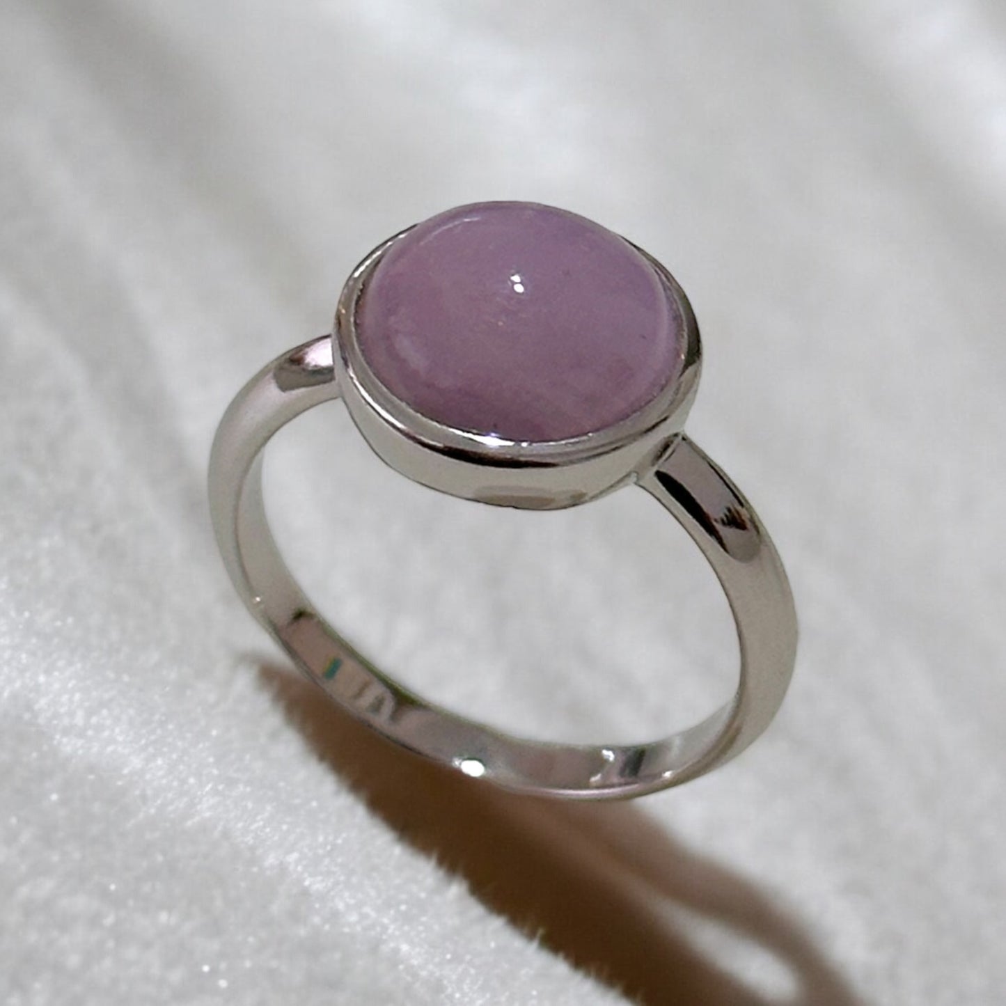 Kunzite 10mm Round 925 Silver Ring