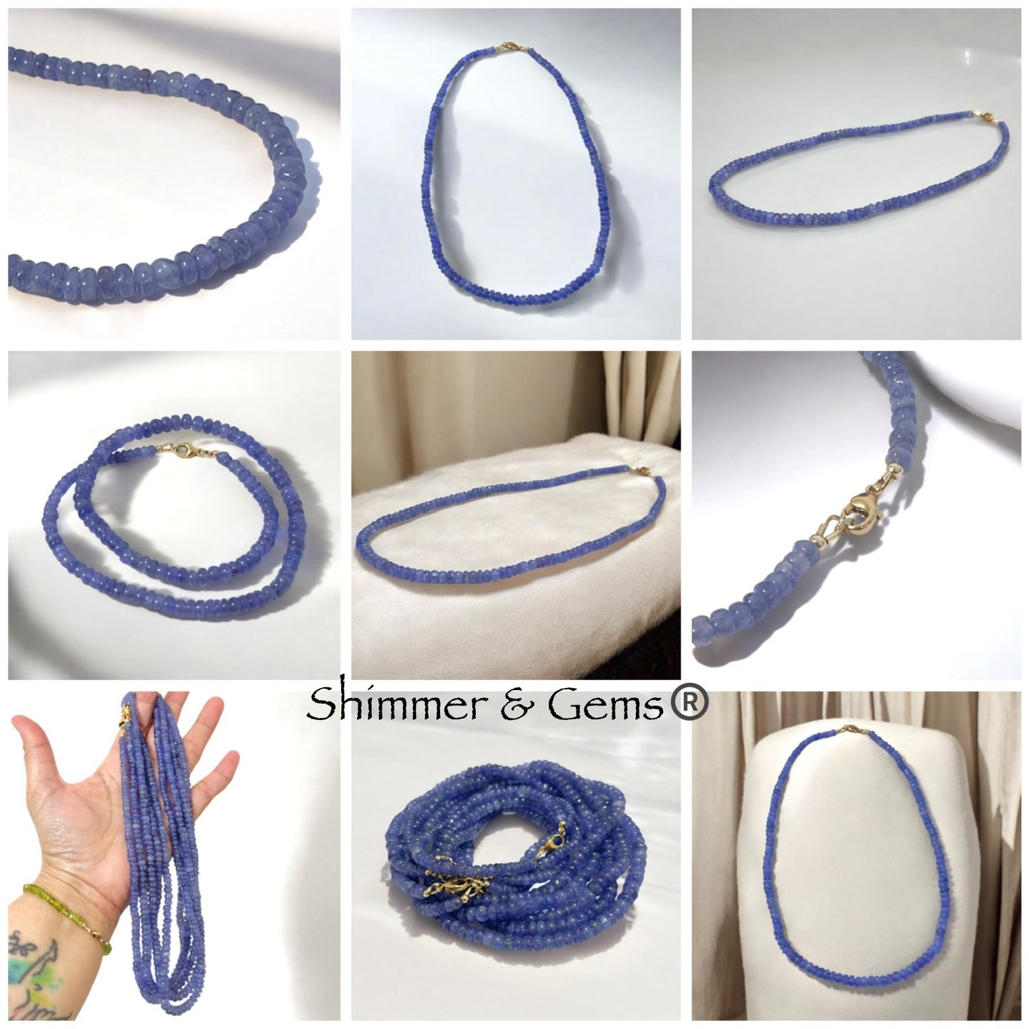 Tanzanite 6mm Rondelle Necklace with 14k gold filled finish (44cm) Tanzania