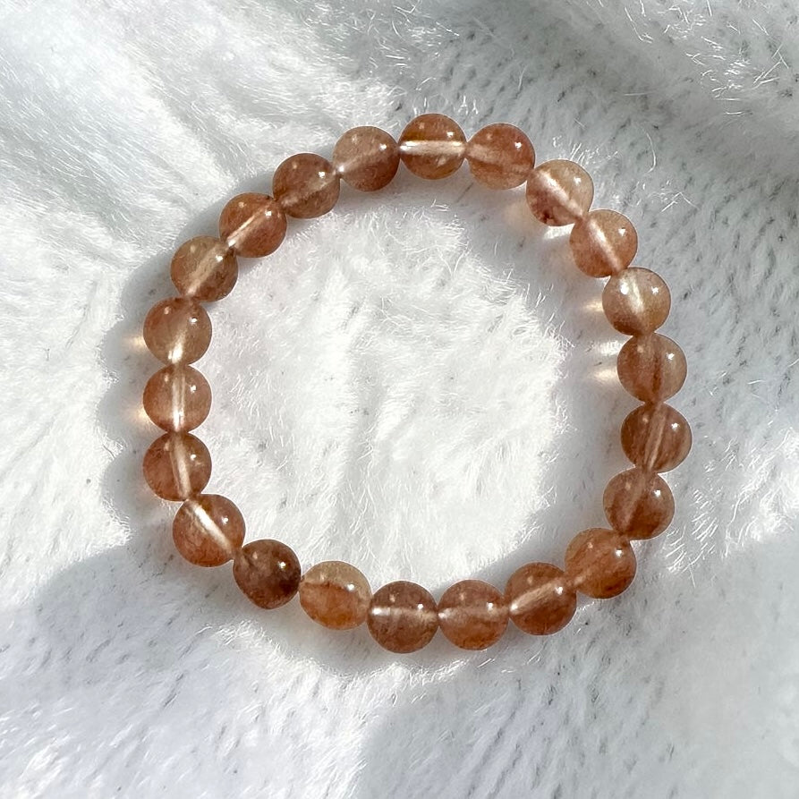 Natural Pink Rutilated Quartz 8mm Bracelet (Very Rare)