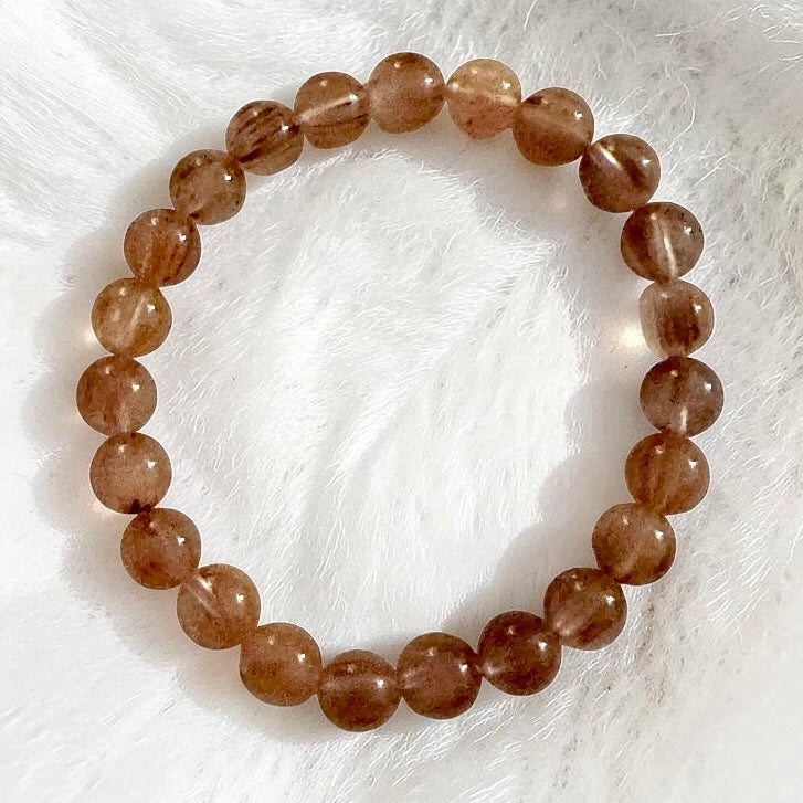 Natural Pink Rutilated Quartz 8mm Bracelet (Very Rare)