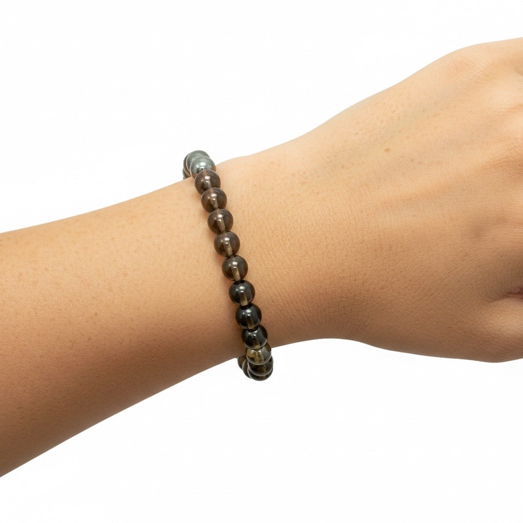 Protection Bracelet 6mm (Black Tourmaline, Smoky Quartz & Hematite)