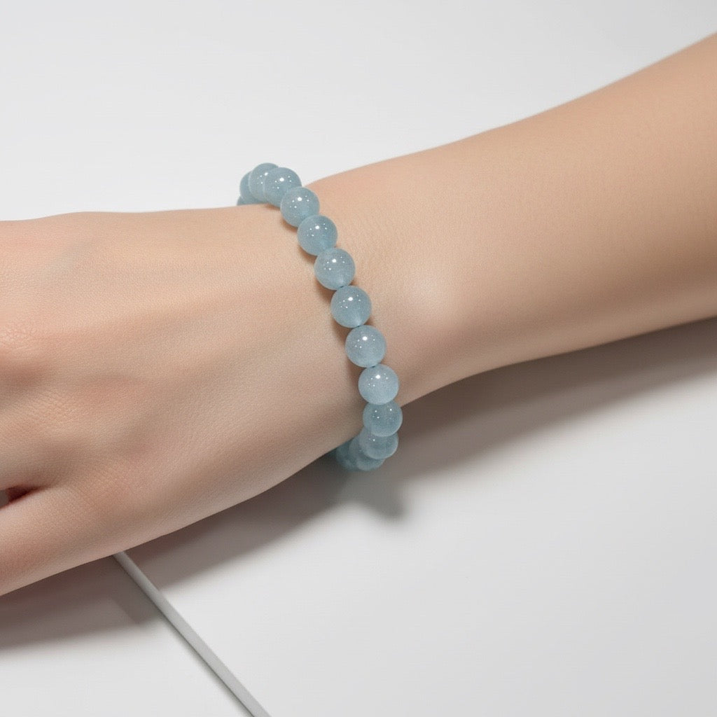 Premium Natural Aquamarine Bracelet 9mm (AAA Grade)