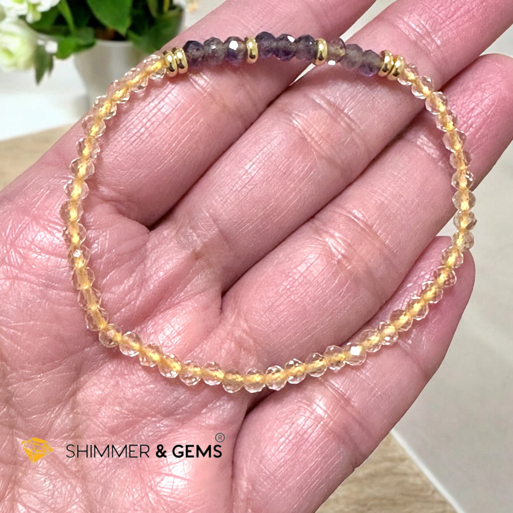 Abundance & Debt-Relief Bracelelet (Citrine with Iolite 3.5mm & stainless steel beads)