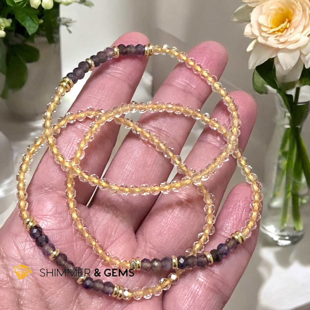 Abundance & Debt-Relief Bracelelet (Citrine with Iolite 3.5mm & stainless steel beads)