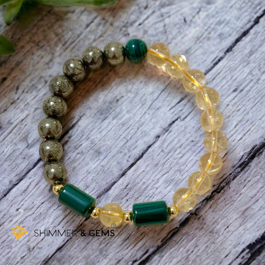 Abundance & Success Bracelet for Men (Citrine, Pyrite & Malachite 8mm)