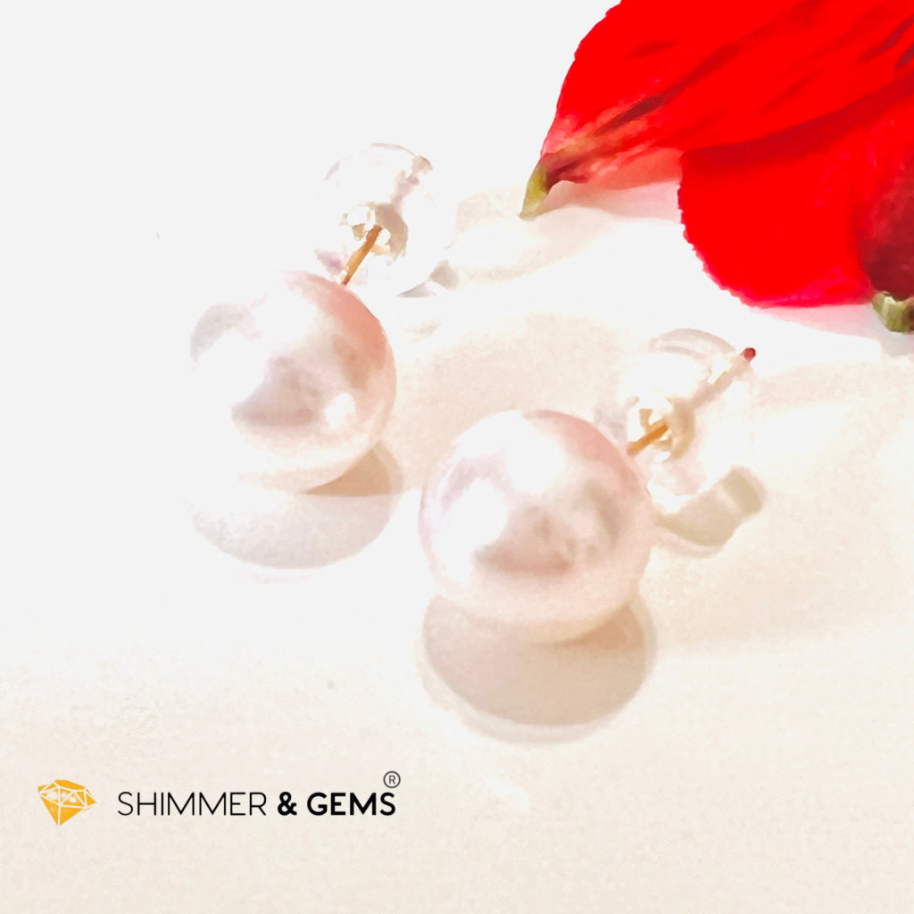 Akoya Pearl Stud Earrings 7Mm Round (18K Real Gold)