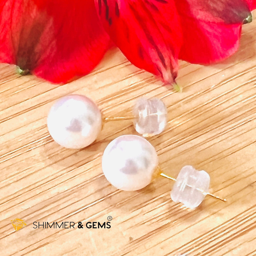 Akoya Pearl Stud Earrings 7Mm Round (18K Real Gold)