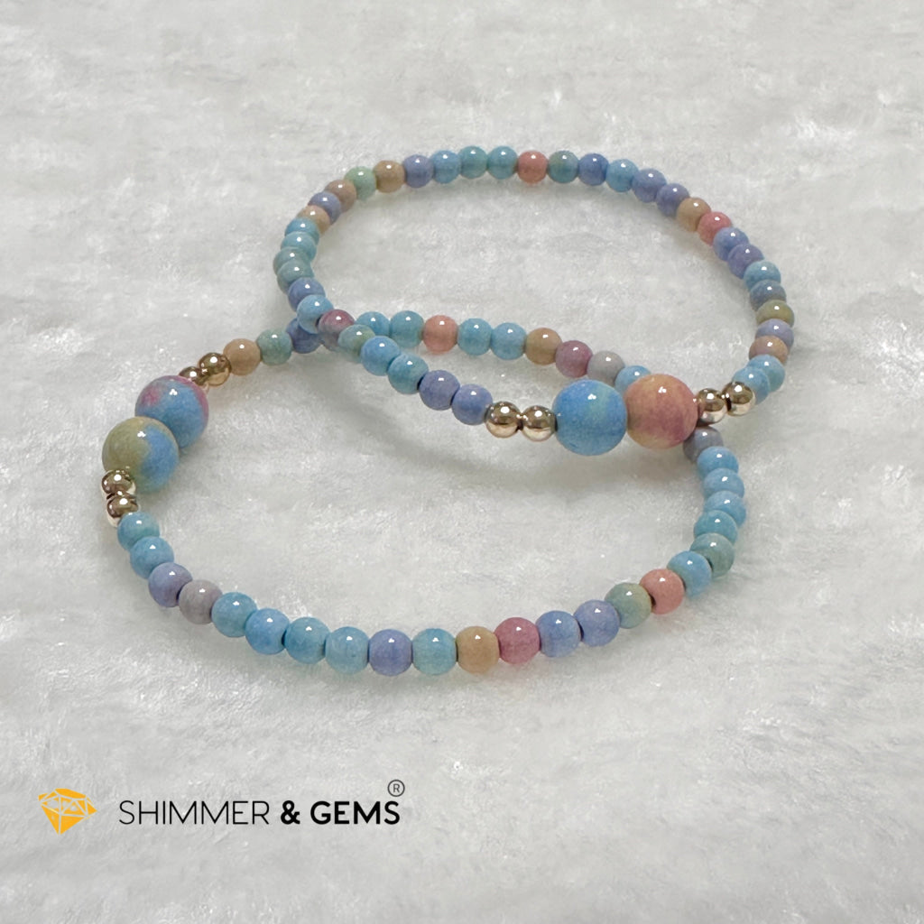 Alashan Agate 4mm Bracelet with 14k gold filled beads (AAA)