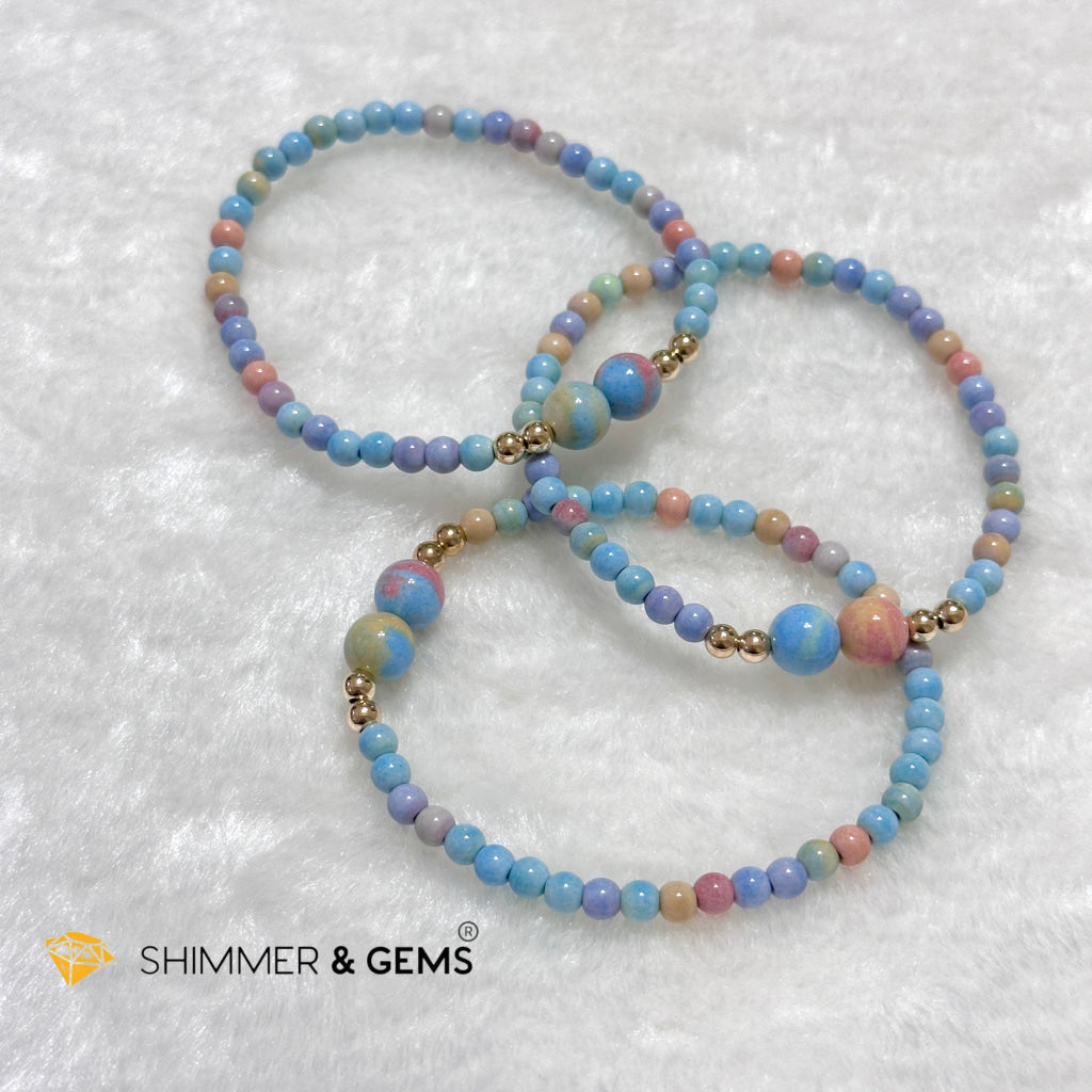 Alashan Agate 4mm Bracelet with 14k gold filled beads (AAA)