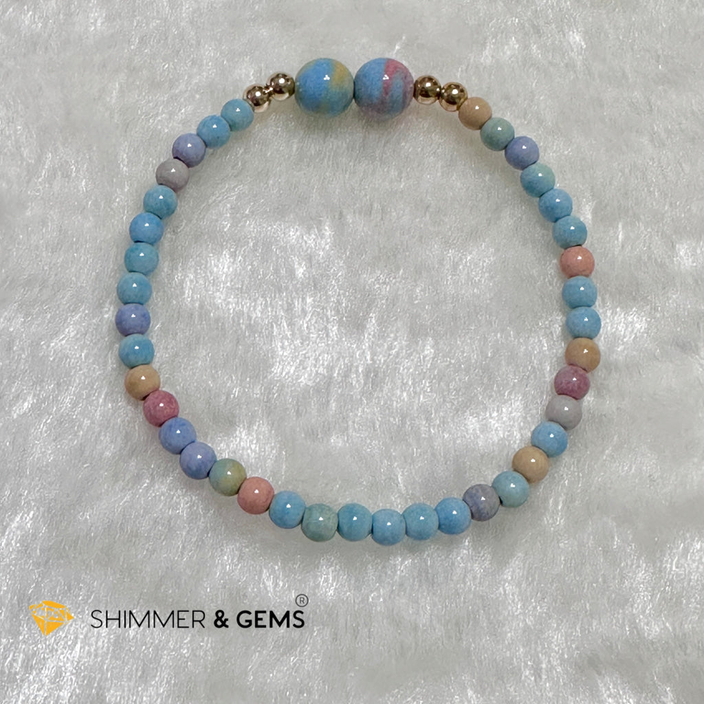 Alashan Agate 4mm Bracelet with 14k gold filled beads (AAA)