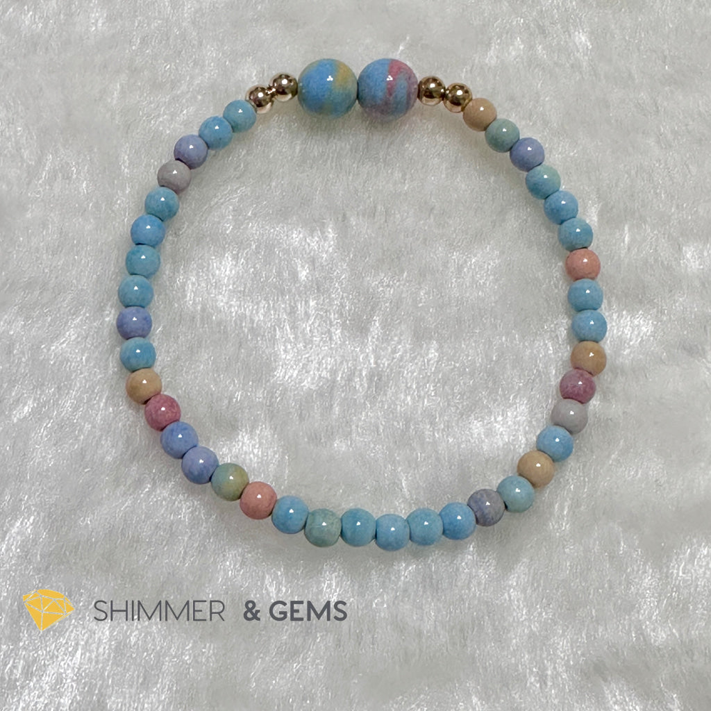 Alashan Agate 4mm Bracelet with 14k gold filled beads (AAA)