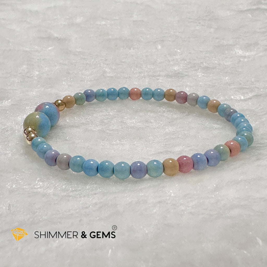 Alashan Agate 4mm Bracelet with 14k gold filled beads (AAA)