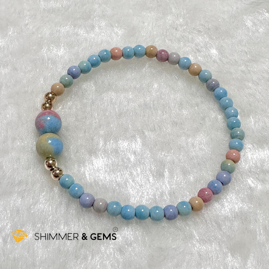 Alashan Agate 4mm Bracelet with 14k gold filled beads (AAA)