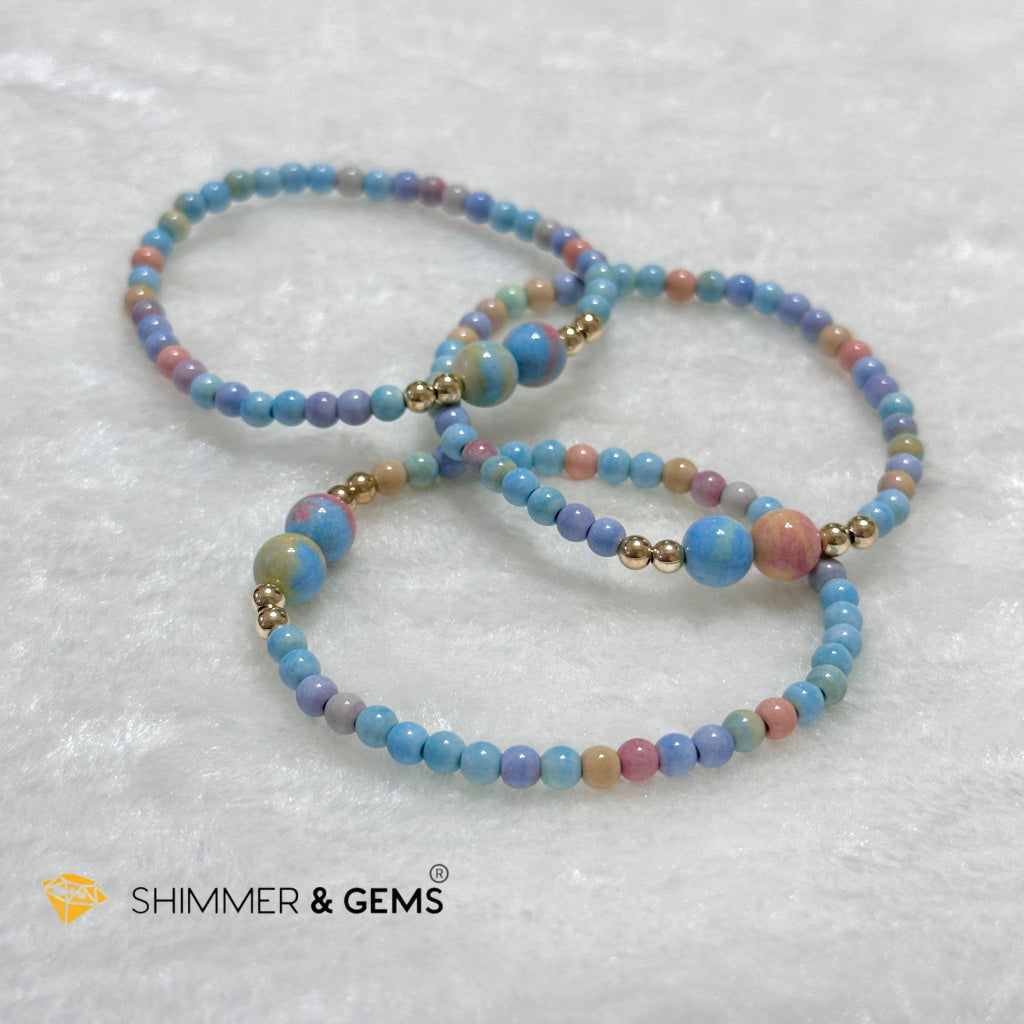 Alashan Agate 4mm Bracelet with 14k gold filled beads (AAA)