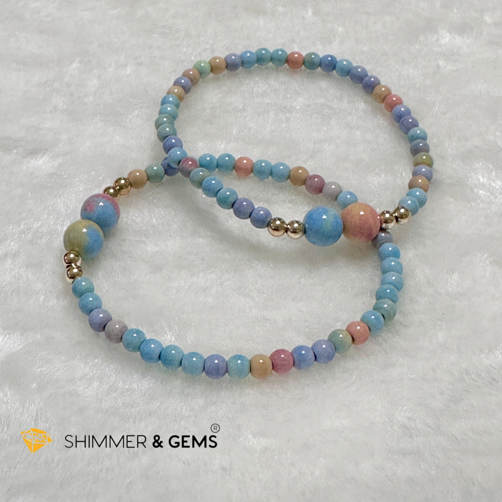 Alashan Agate 4mm Bracelet with 14k gold filled beads (AAA)