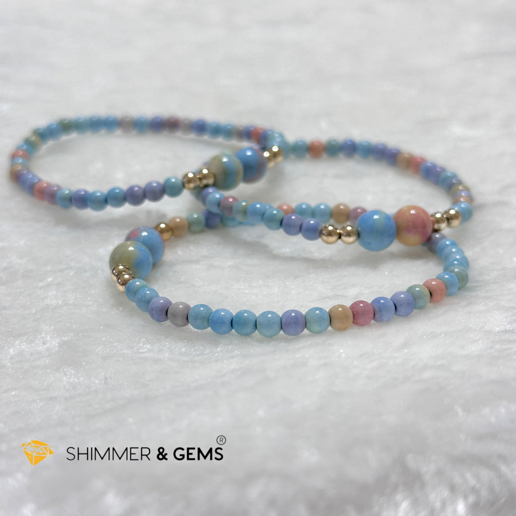 Alashan Agate 4mm Bracelet with 14k gold filled beads (AAA)