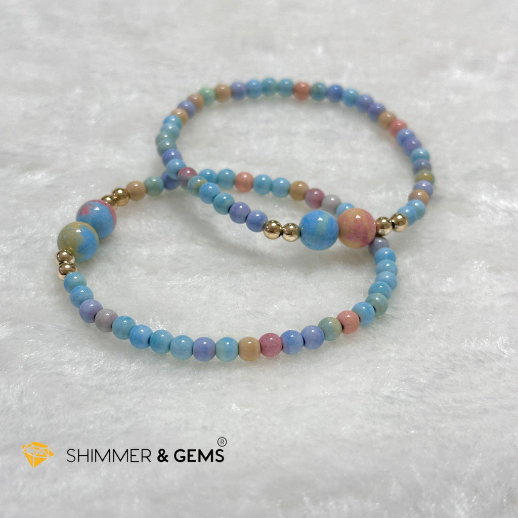 Alashan Agate 4mm Bracelet with 14k gold filled beads (AAA)