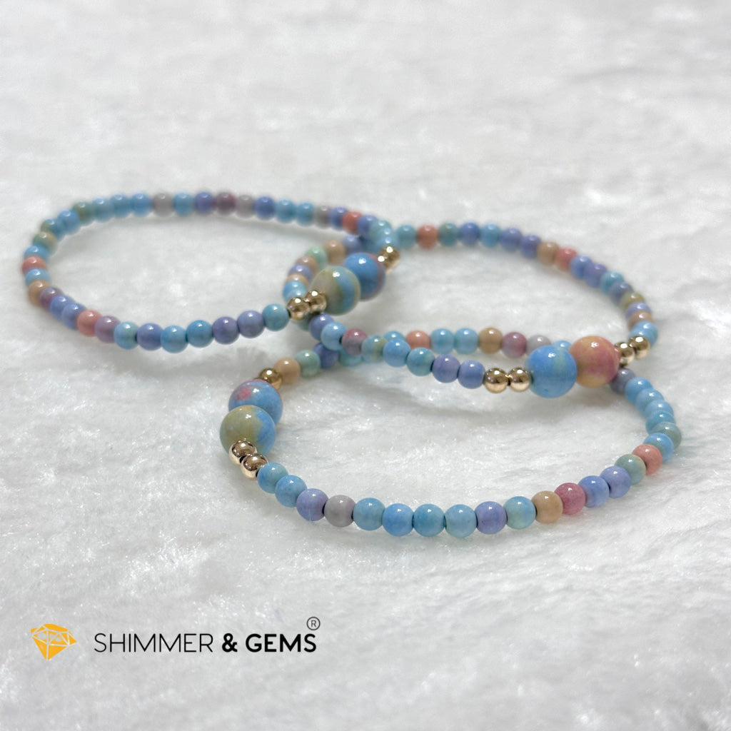 Alashan Agate 4mm Bracelet with 14k gold filled beads (AAA)