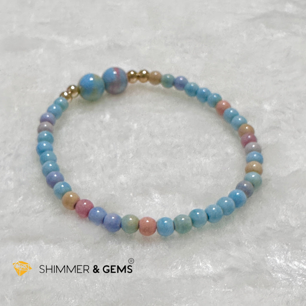 Alashan Agate 4mm Bracelet with 14k gold filled beads (AAA)