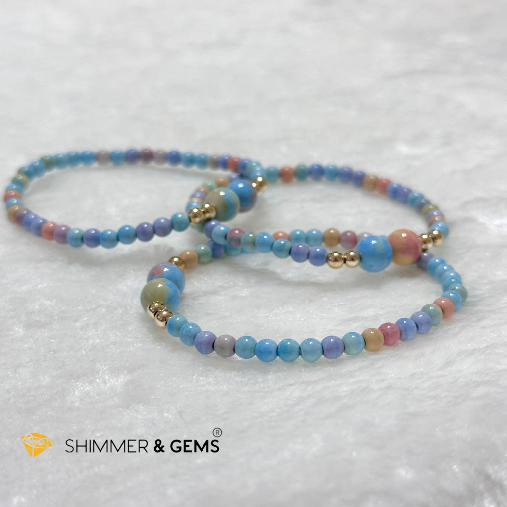 Alashan Agate 4mm Bracelet with 14k gold filled beads (AAA)