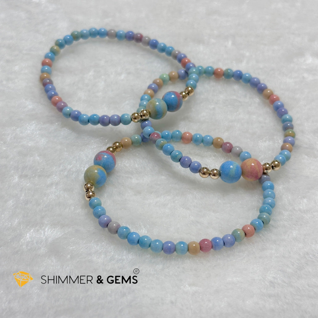 Alashan Agate 4mm Bracelet with 14k gold filled beads (AAA)