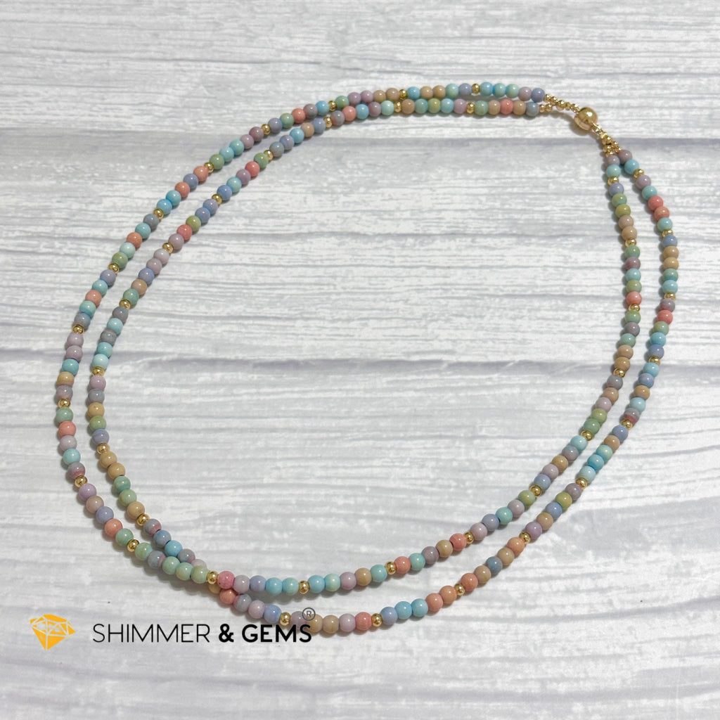 Alashan Agate 4mm Double Strand Necklace (14k Gold Filled)