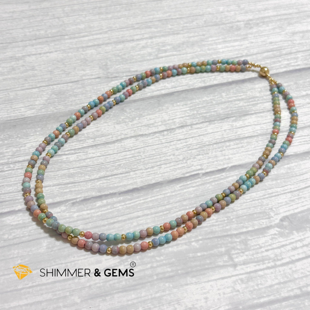 Alashan Agate 4mm Double Strand Necklace (14k Gold Filled)