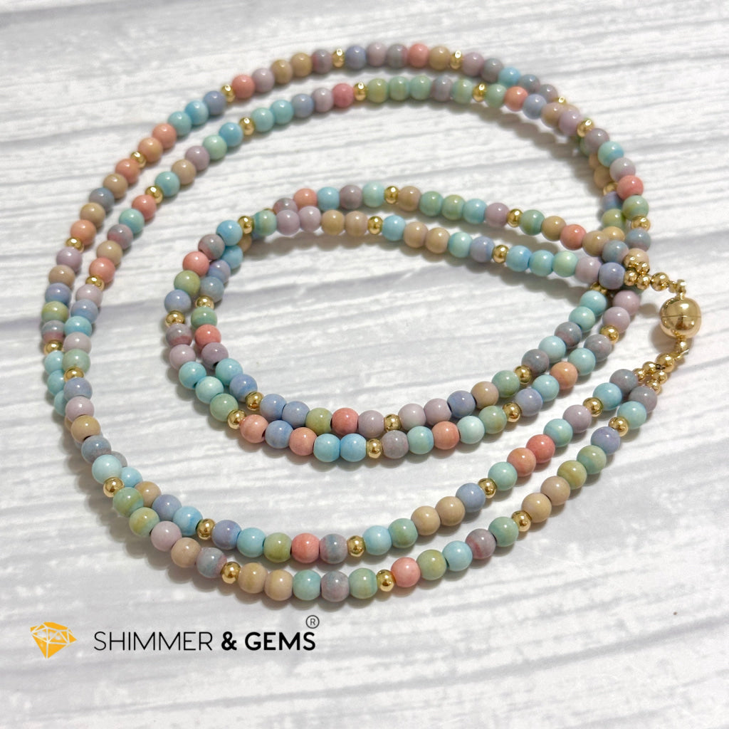 Alashan Agate 4mm Double Strand Necklace (14k Gold Filled)