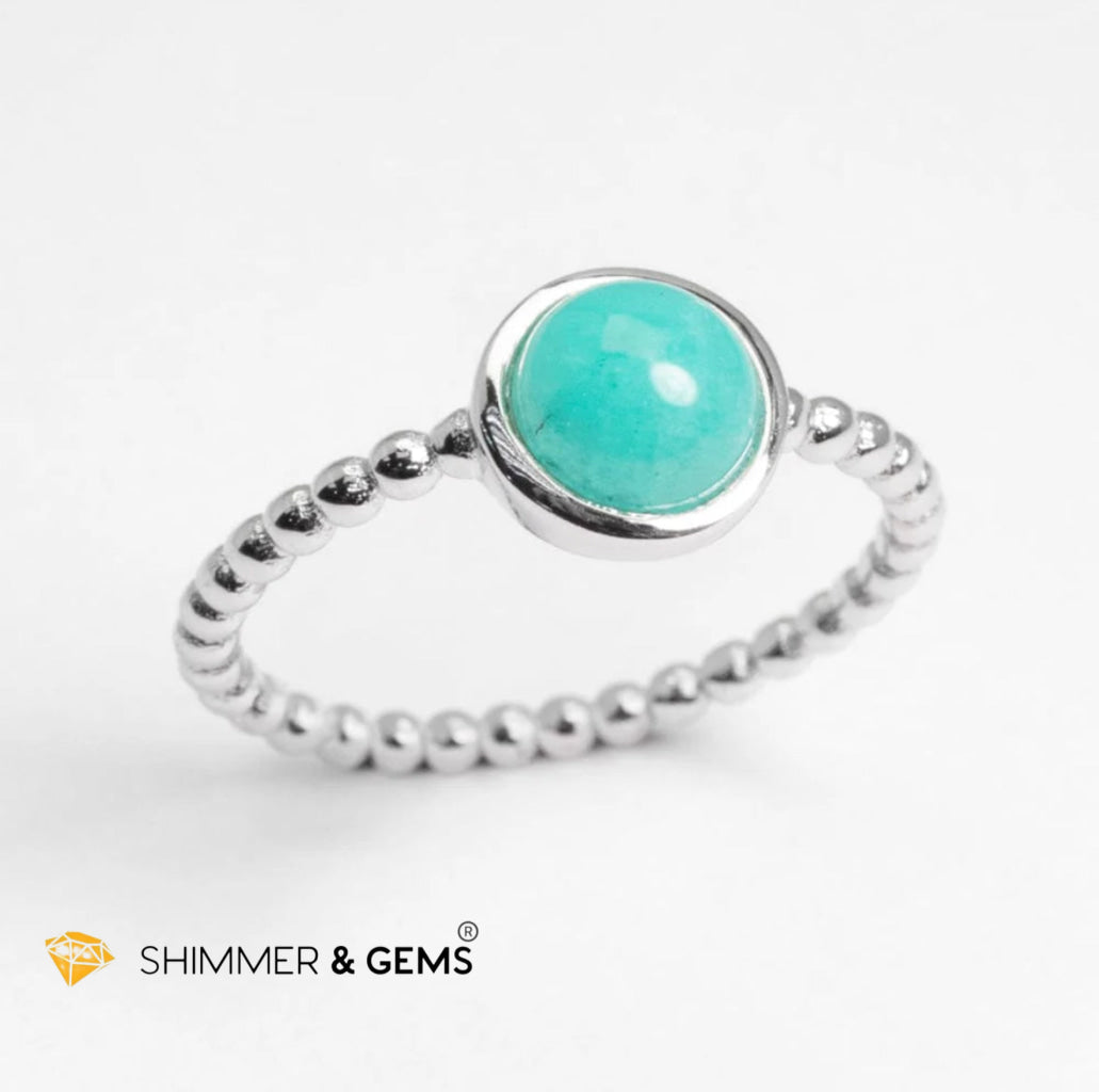 Amazonite 925 Silver Bezel Ring (Peru) Encoded & Activated