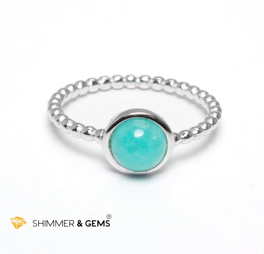 Amazonite 925 Silver Bezel Ring (Peru) Encoded & Activated