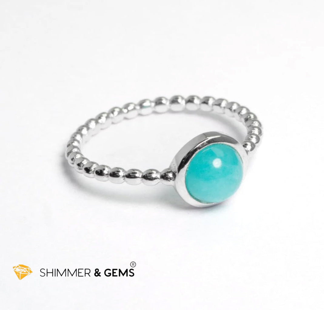 Amazonite 925 Silver Bezel Ring (Peru) Encoded & Activated