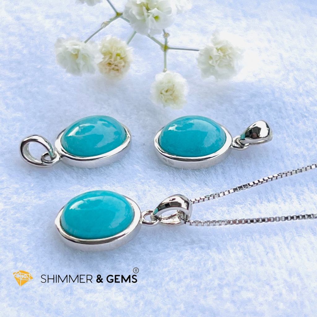 Amazonite Oval Pendant 8X10Mm Charms & Pendants