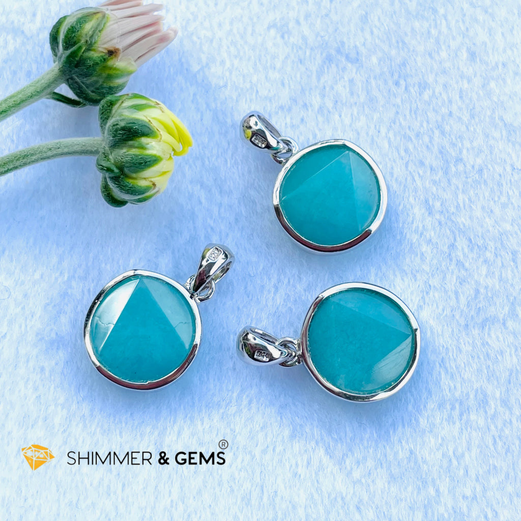 Star Of David Amazonite 12Mm Pendant 925 Silver Charms & Pendants