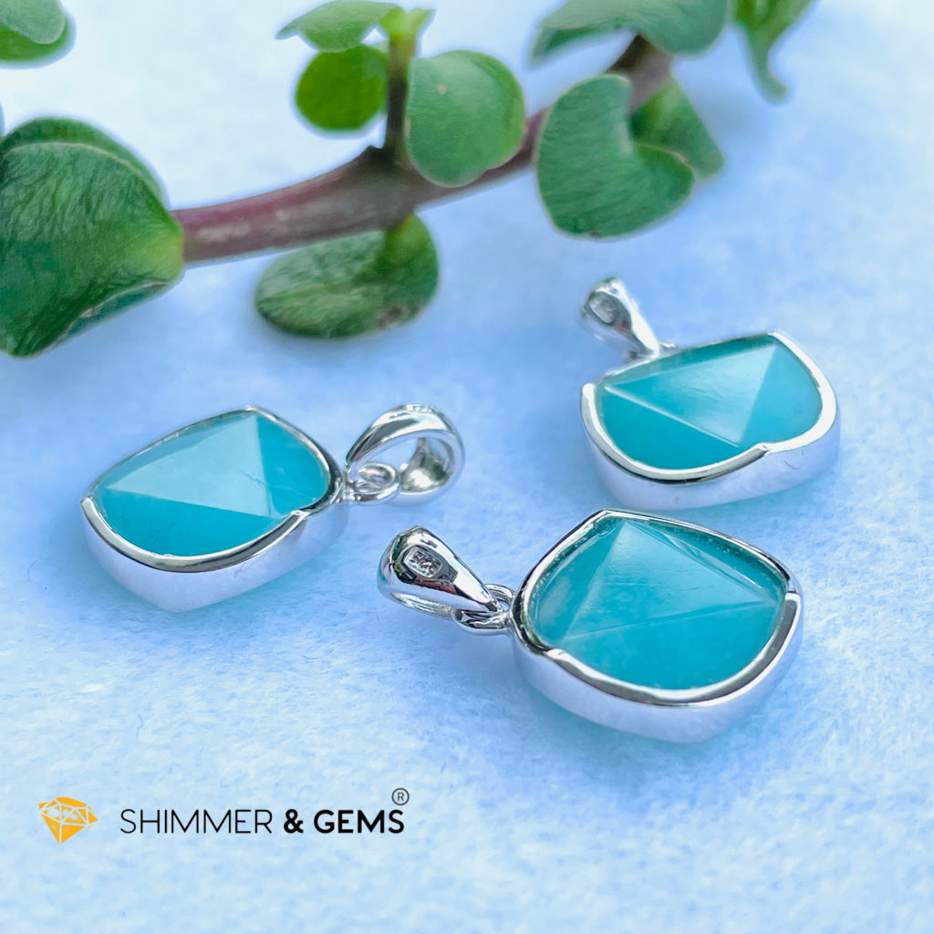 Star Of David Amazonite 12Mm Pendant 925 Silver Charms & Pendants