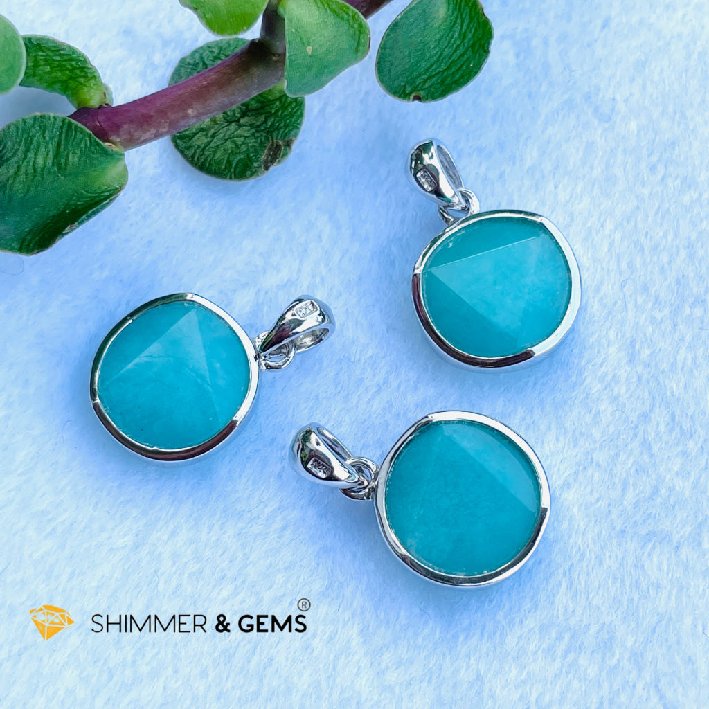 Star Of David Amazonite 12Mm Pendant 925 Silver Charms & Pendants