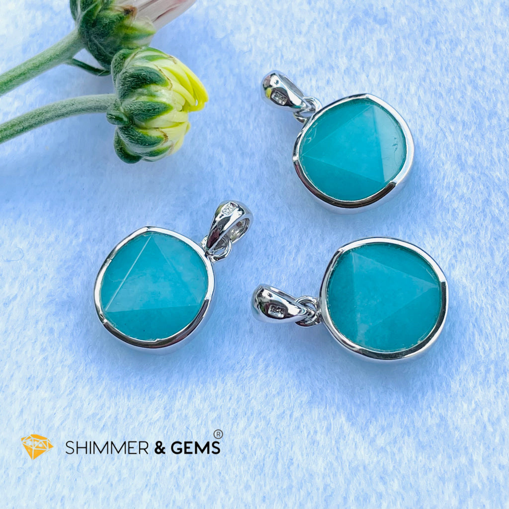 Star Of David Amazonite 12Mm Pendant 925 Silver Charms & Pendants