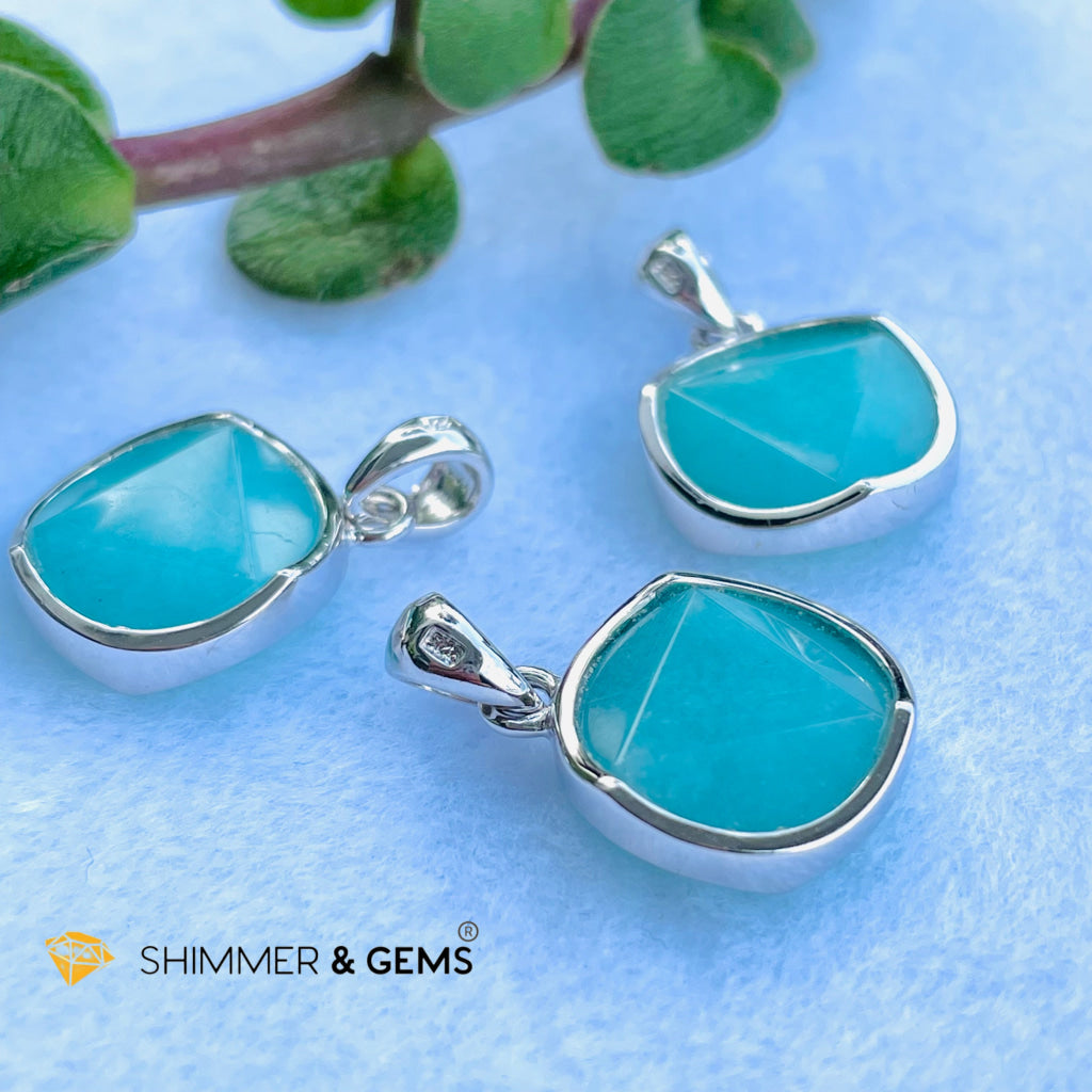 Star Of David Amazonite 12Mm Pendant 925 Silver Charms & Pendants