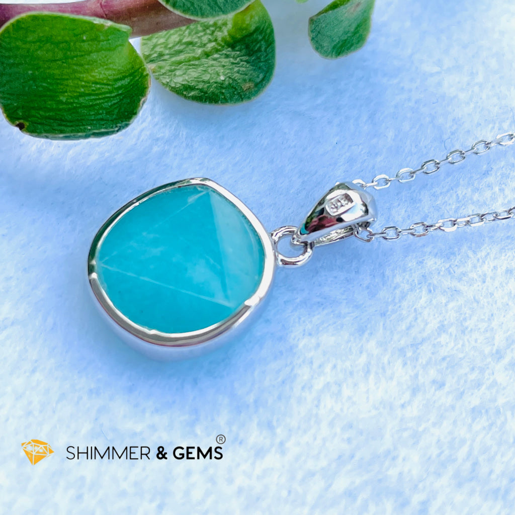 Star Of David Amazonite 12Mm Pendant 925 Silver With Italian Chain Necklace Charms & Pendants