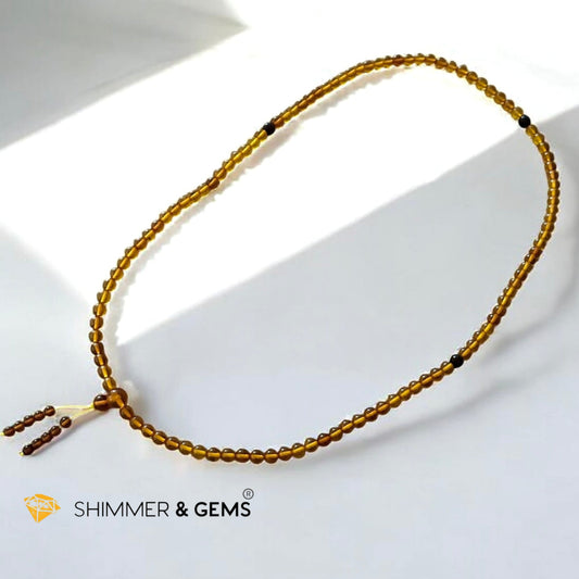 Amber 108 Mala 4mm Beads- Golden Manifestation Shield (Pre-coded & activated)