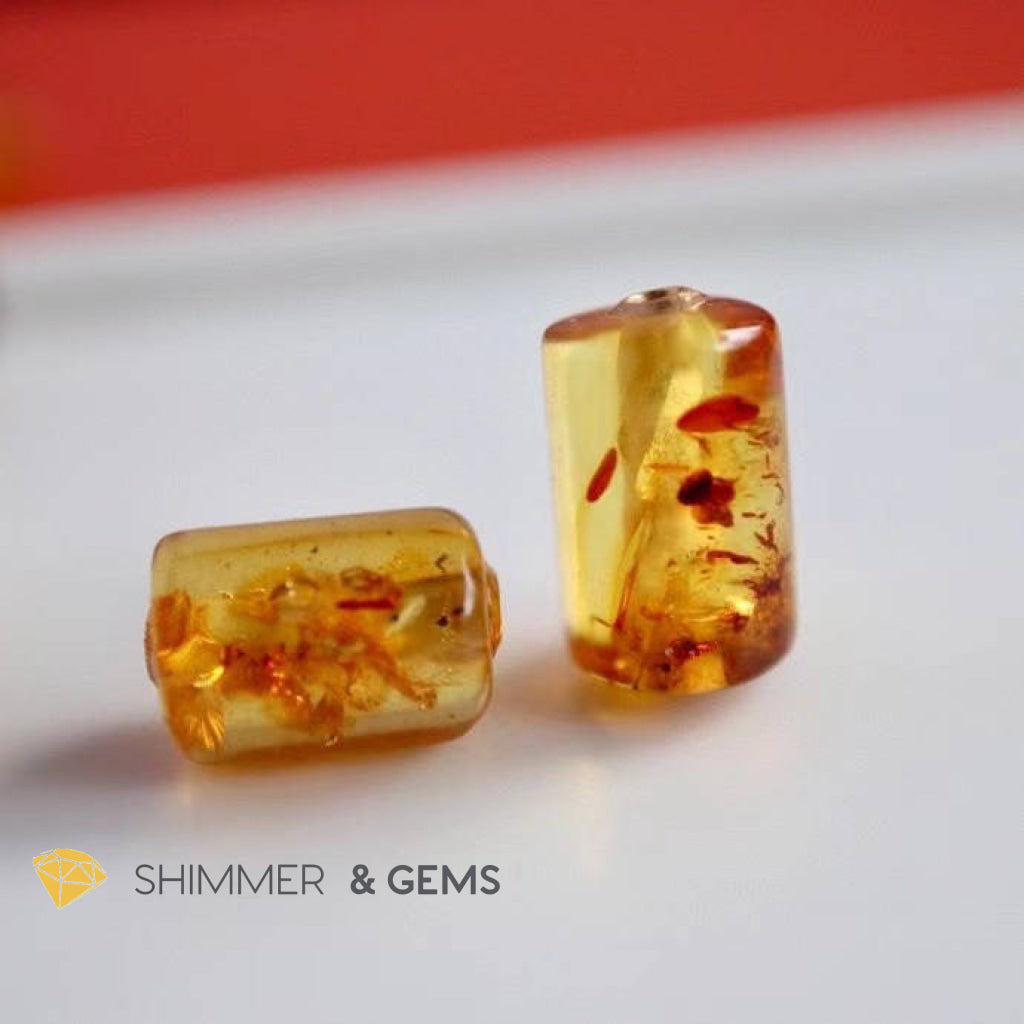 Amber Barrel 18K Gold Pendant (15Mm) Charms & Pendants