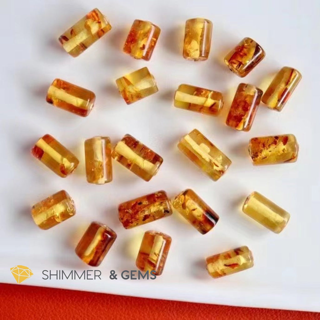 Amber Barrel 18K Gold Pendant (15Mm) 15Mm Only Charms & Pendants