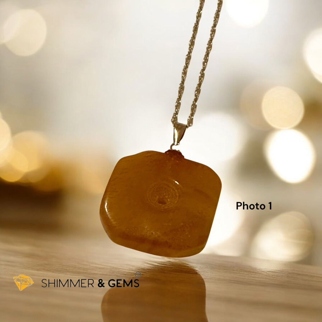 Amber Card No Worries 18k Gold Pendant with Free 14k Gold-Filled Chain (Aelthira Gold Atelier)30mm
