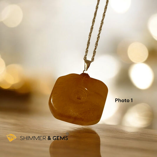 Amber Card No Worries 18k Gold Pendant with Free 14k Gold-Filled Chain (Aelthira Gold Atelier)30mm