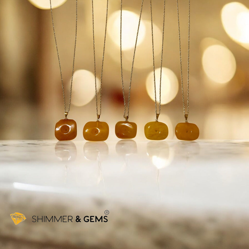 Amber Card No Worries 18k Gold Pendant with Free 14k Gold-Filled Chain (Aelthira Gold Atelier)30mm