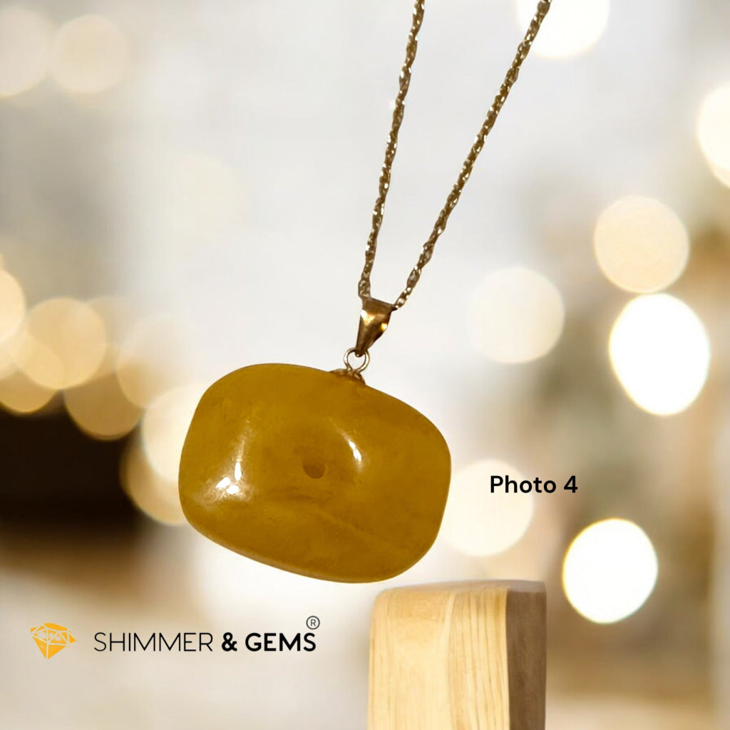Amber Card No Worries 18k Gold Pendant with Free 14k Gold-Filled Chain (Aelthira Gold Atelier)30mm