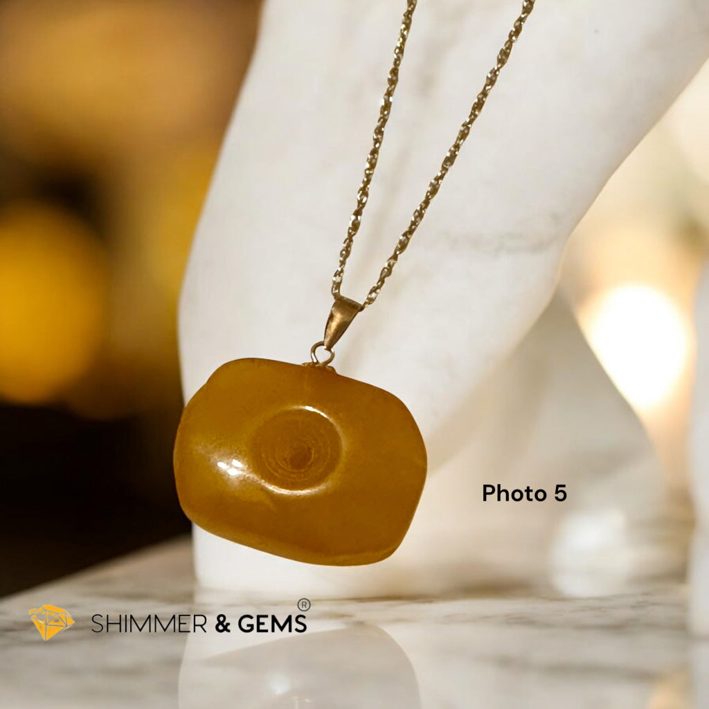 Amber Card No Worries 18k Gold Pendant with Free 14k Gold-Filled Chain (Aelthira Gold Atelier)30mm