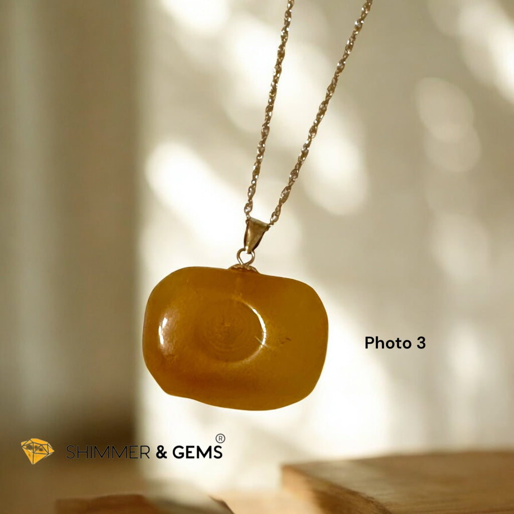 Amber Card No Worries 18k Gold Pendant with Free 14k Gold-Filled Chain (Aelthira Gold Atelier)30mm