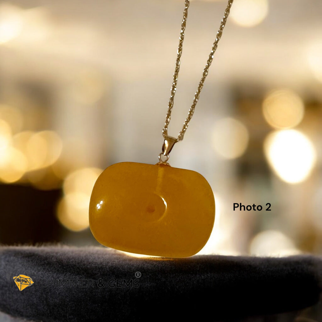 Amber Card No Worries 18k Gold Pendant with Free 14k Gold-Filled Chain (Aelthira Gold Atelier)30mm