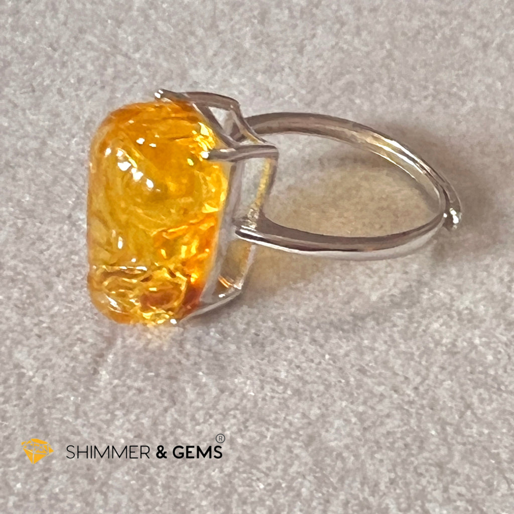 Amber Pixiu 925 Silver Rings (Adjustable Size) Copal